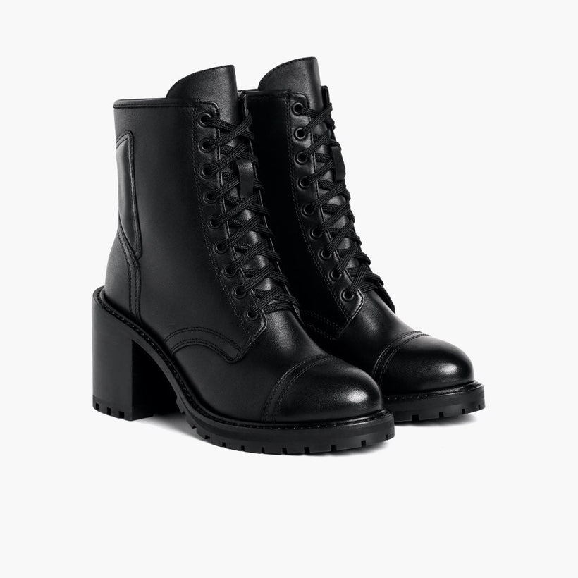 Rebel Schwarz Lederstiefel für Damen
