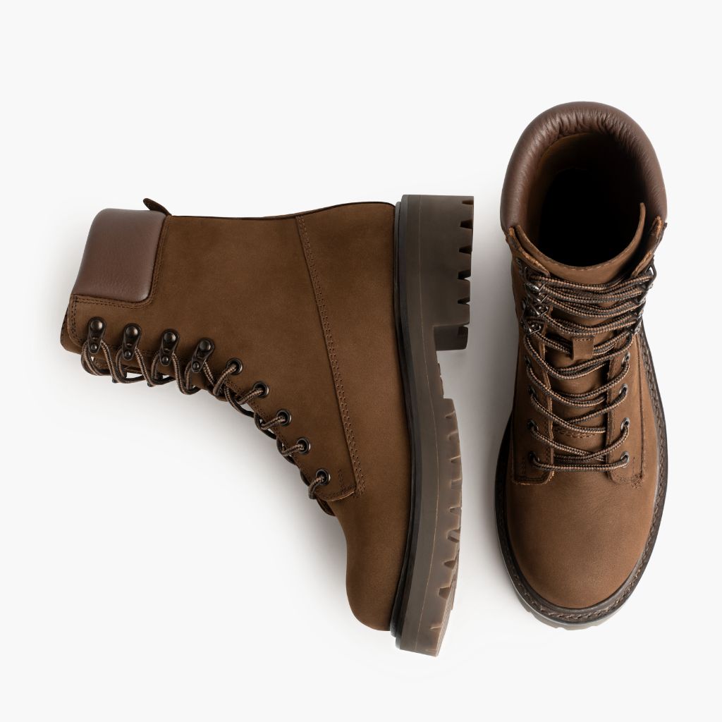 Explorer Hellbraun Matte Lederstiefel für Damen - Verstärkte Fersenkappe & präzise Doppelnaht