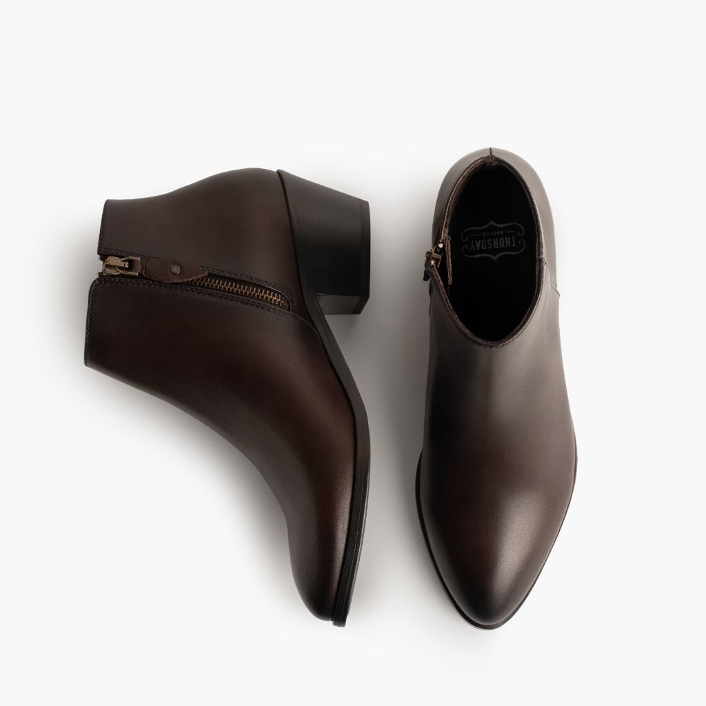 High-Traction Rubber Outsole & Lug Tread Pattern on Downtown Alt-Englisch Braun Lederstiefel für Damen