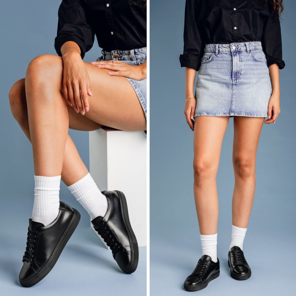 Styled On-Foot Perspective Demonstrating Ankle Fit & Silhouette on Model