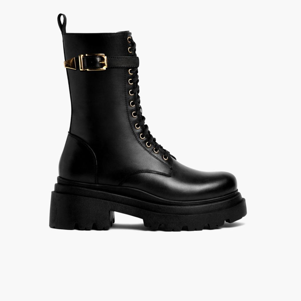 Black Full-Grain leather Boots - Rahmengenähte Goodyear-Welt-Konstruktion & vordere Zehenkappe