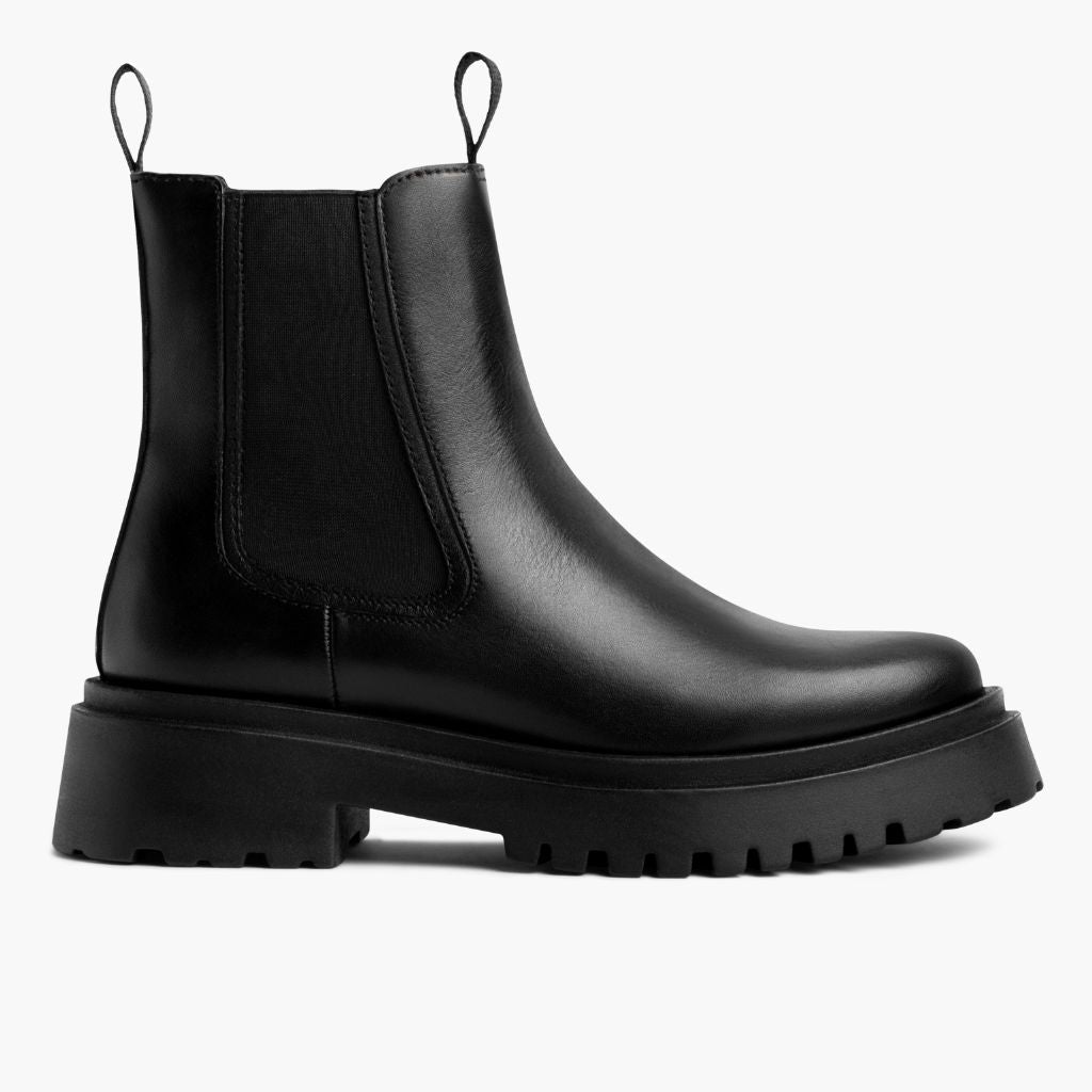Legend Platform Schwarz Lederstiefel für Damen in schwarzem Rindleder - Seitenansicht | Online Kaufen
