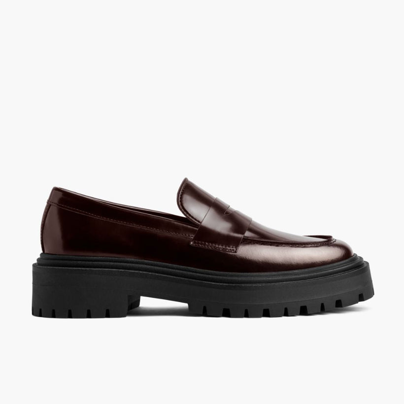 Penny Platform Burgunderrot Lederstiefel für Damen