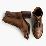 High-Traction Rubber Outsole & Lug Tread Pattern on Women's Rebel Amber Wheat Leather Boots