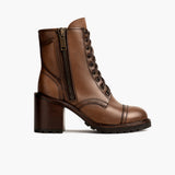 Women's Rebel Amber Wheat Leather Boots in Classic Full-Grain Leather - Lateral Side Profile View | Buy Online