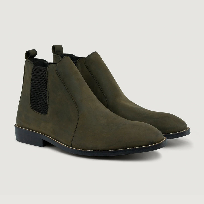 Clarkson Chelsea Olive Pullup Leather Boots - StudGuard für Herren