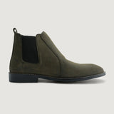 Olive Full-Grain leather Boots - Goodyear Welt Construction & Front Toe Box Detail