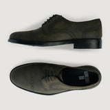 Dirk Brogues Derby Olive Oil Pullup Leather Shoes StudGuard For Men - Reinforced Heel Counter & Precision Double-Row Stitching Detail