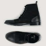 Knight Derby Hybrid Black Leather Boots - StudGuard - Reinforced Heel Counter & Precision Double-Row Stitching Detail