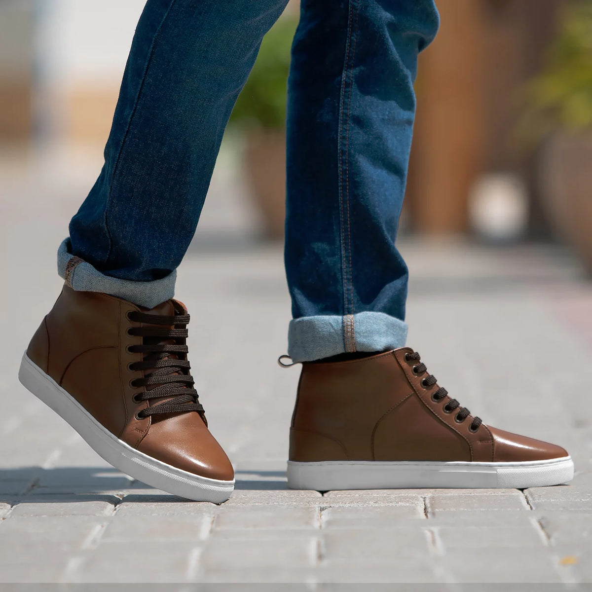 Orlaven Marty High Top Hellbraun Leder-Sneaker für Herren footwear image 9
