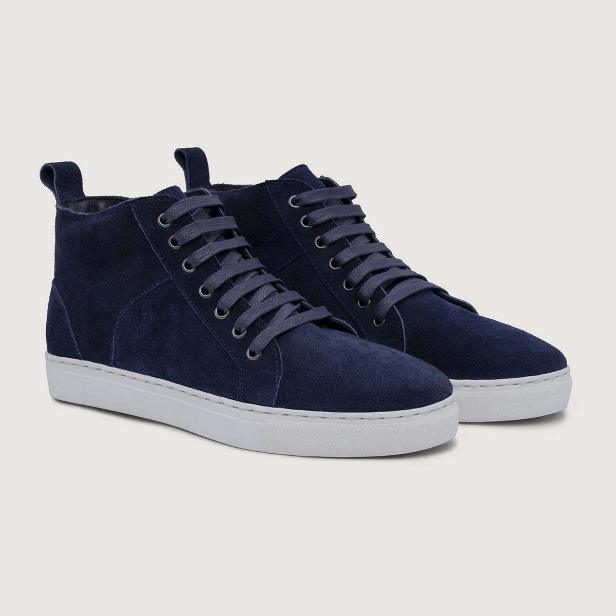 Marty High Top Blau Suede Leder-Sneaker für Herren For Men in Blue Goatskin Suede - Seitenansicht | Online Kaufen