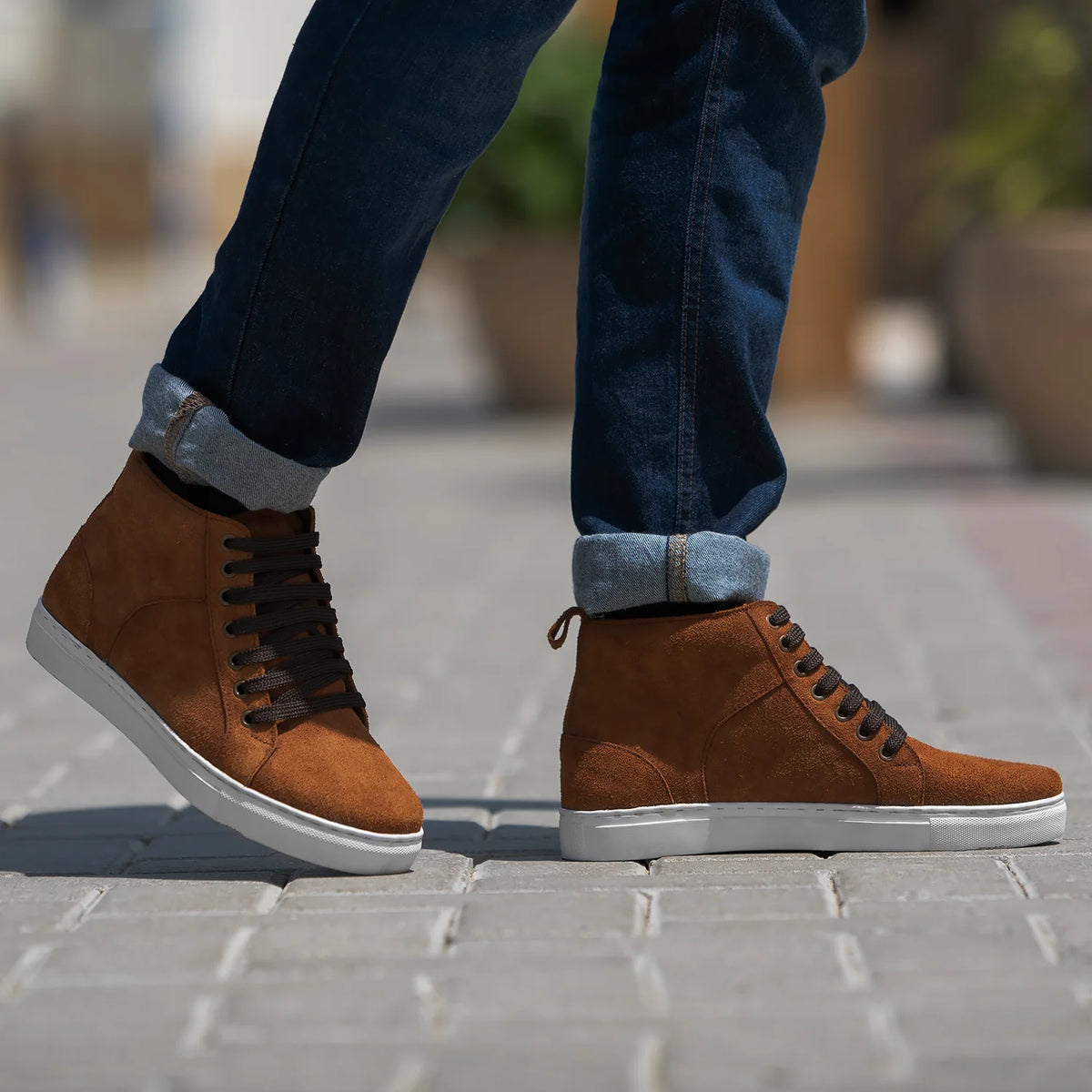 Brown Goatskin Suede Leather Sneakers - Rahmengenähte Goodyear-Welt-Konstruktion & vordere Zehenkappe