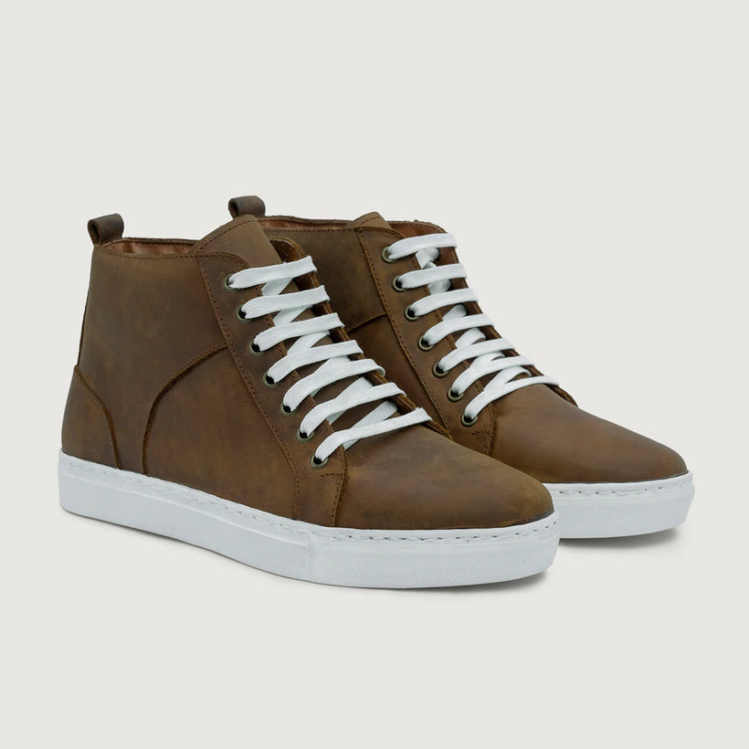 Marty High Top Kupferbraun Pullup Leder-Sneaker für Herren