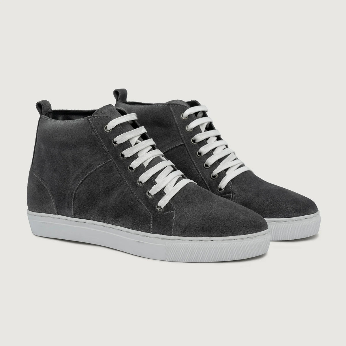 Marty High Top Grau Suede Leder-Sneaker für Herren For Men in Grey Goatskin Suede - Seitenansicht | Online Kaufen