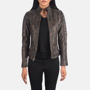 
Adalyn Gesteppt Vintage-Braun Leder-Bikerjacke für Damen - Vorderansicht & maßgeschneiderte Silhouette | Online Kaufen