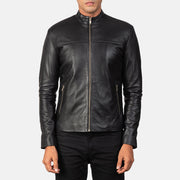 Men's Adornica Schwarz Leder-Bikerjacke für Herren - Seitenansicht mit ergonomischem Ärmelschnitt