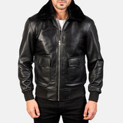 
Detailansicht of Shirt with Removable Fur & Zipper Hardware on Airin G-1 Schwarz Leder-Bomberjacke für Herren