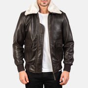 Men's Airin G-1 Braun Leder-Bomberjacke für Herren in Brown Sheepskin Leather - Vorderansicht &amp; maßgeschneiderte Silhouette | Online Kaufen