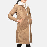 Distressed Brown Sheepskin Leather Aviator Jacket - Rückansicht mit passgenauen Schultern &amp; sauberem Saum