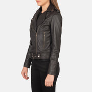 Brown Sheepskin Leather Biker Jacket - Rückansicht mit passgenauen Schultern &amp; sauberem Saum