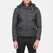 
Detailansicht of High neck with Belt & Zipper Hardware on Alps Quilted Black Windbreaker Jacket