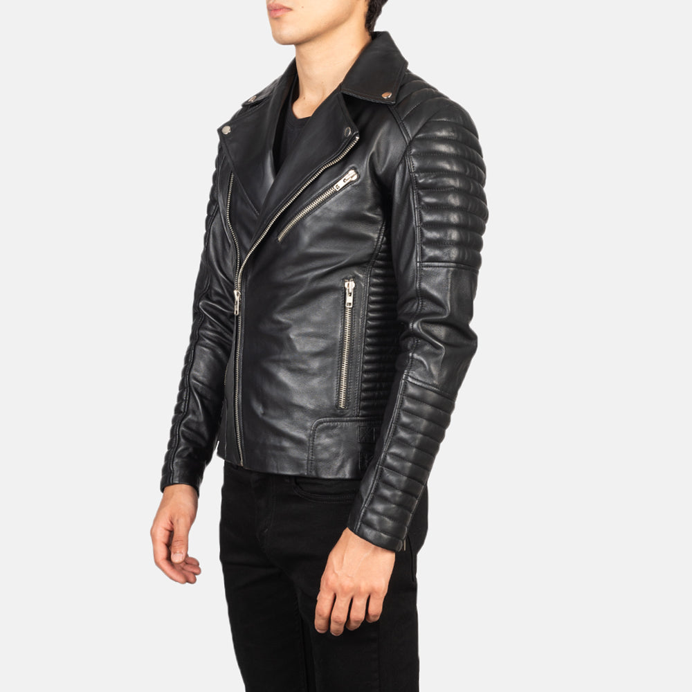 Green Goatskin Suede Biker Jacket - Rückansicht mit passgenauen Schultern &amp; sauberem Saum