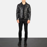 Men's Armand Green Suede Biker Jacket - Seitenansicht mit ergonomischem Ärmelschnitt