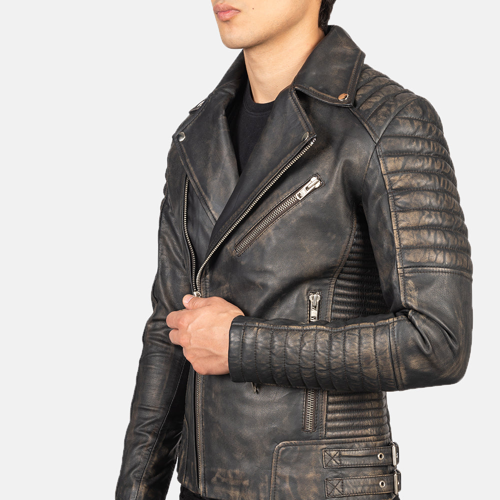 Armand Grün Leder-Bikerjacke für Herren – Zusätzliche Produktansicht 5