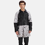 Men's Artistry Schwarz Dye Ledermantel für Herren in Black &amp; White Sheepskin Dip &amp;Amp; Dye - Vorderansicht &amp; maßgeschneiderte Silhouette | Online Kaufen