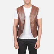 
Auden Braun Lederweste für Herren in Brown Cowhide Leather - Vorderansicht & maßgeschneiderte Silhouette | Online Kaufen
