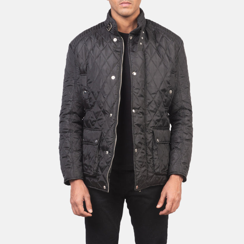 Barry Gesteppt Schwarz Windbreaker Lederjacke für Herren