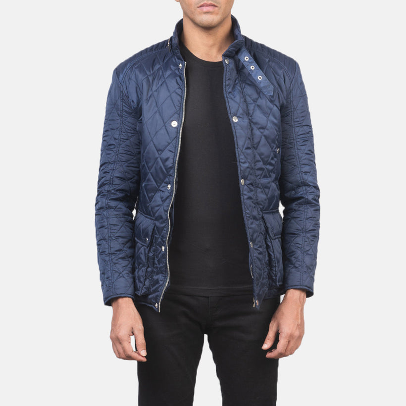 Barry Gesteppt Blau Windbreaker Lederjacke für Herren