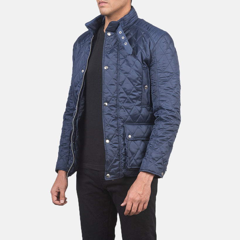 Barry Gesteppt Blau Windbreaker Lederjacke für Herren