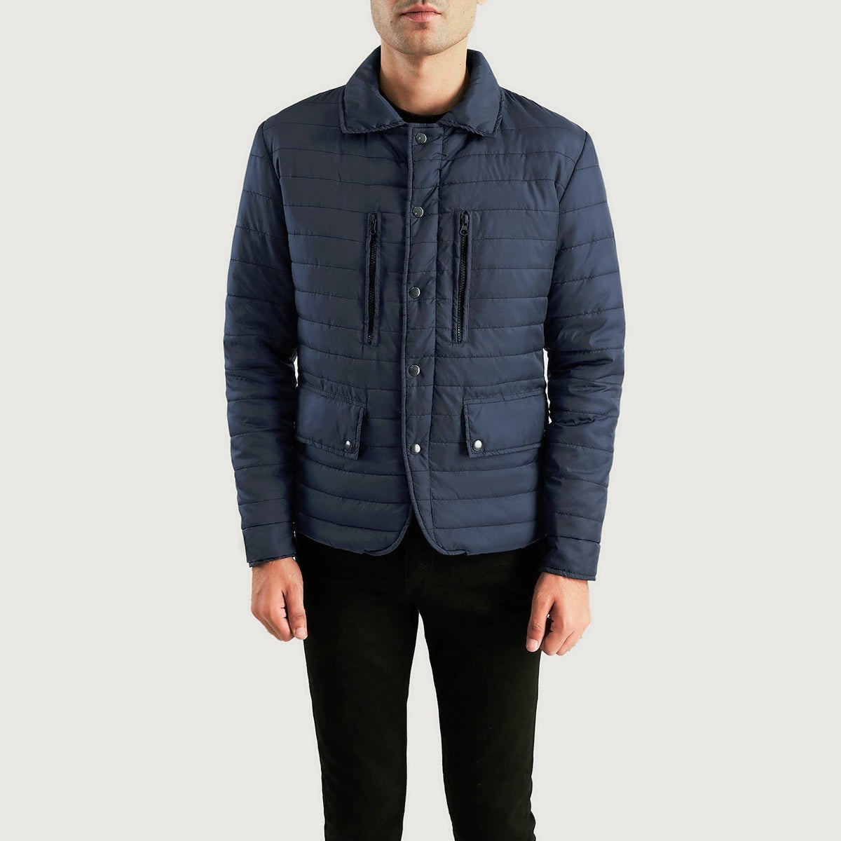 Men's Bo Quilt Windbreaker Lederjacke für Herren - Seitenansicht mit ergonomischem Ärmelschnitt