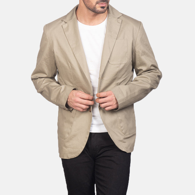 Borges Beige Lederblazer für Herren