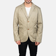 
Detailansicht of Notch & Button Hardware on Borges Beige Lederblazer für Herren