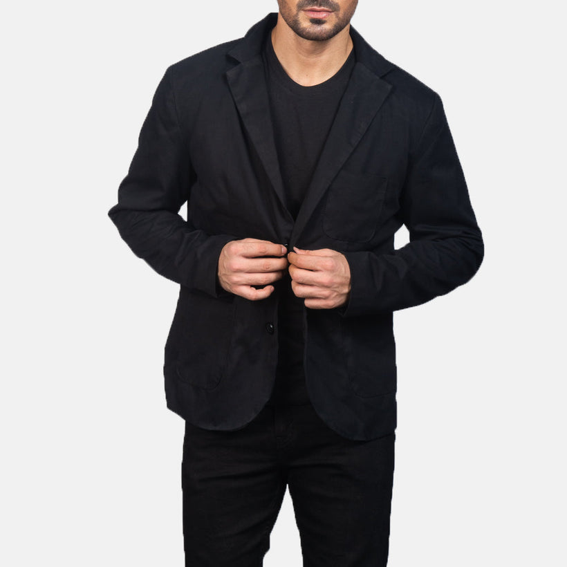 Borges Schwarz Lederblazer für Herren