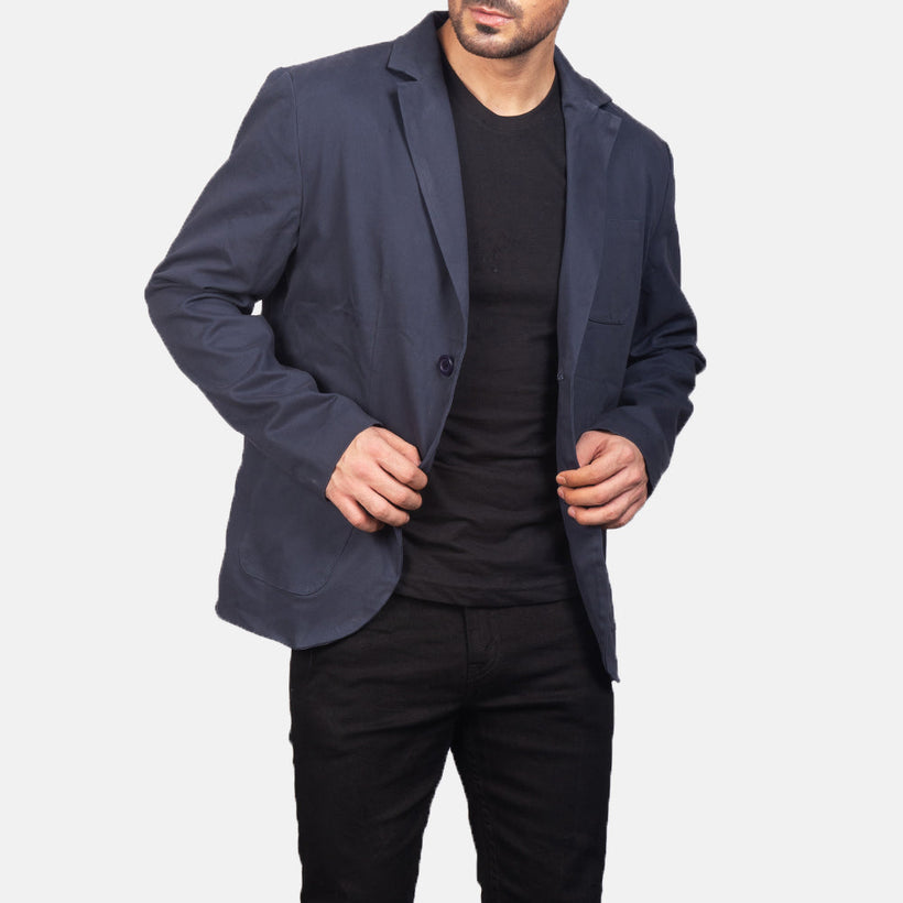 Borges Navy Blau Lederblazer für Herren