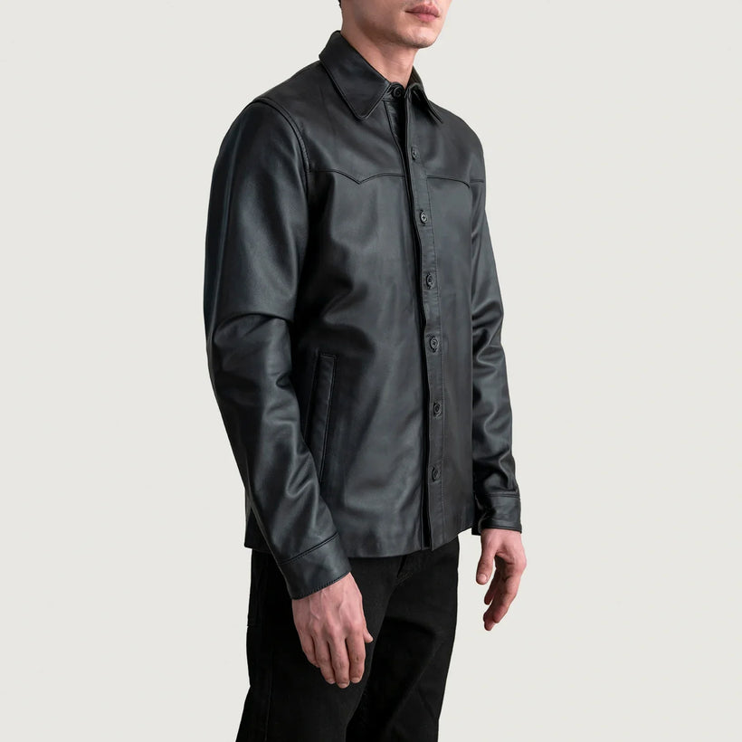 Bronco Schwarz Leather Shirt für Herren
