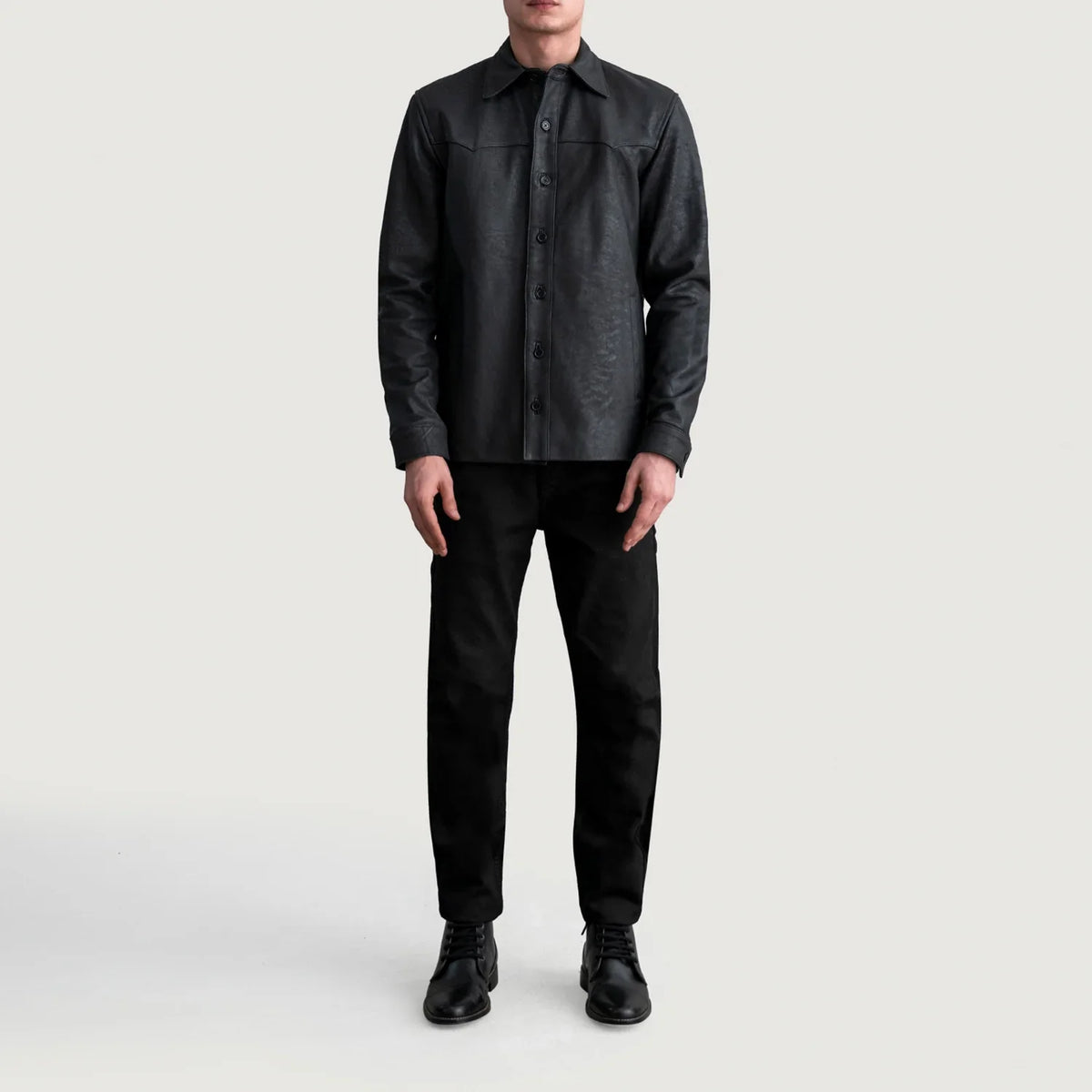 
Detailansicht of Shirt & Buttons Hardware on Bronco Tumbled Schwarz Leather Shirt für Herren