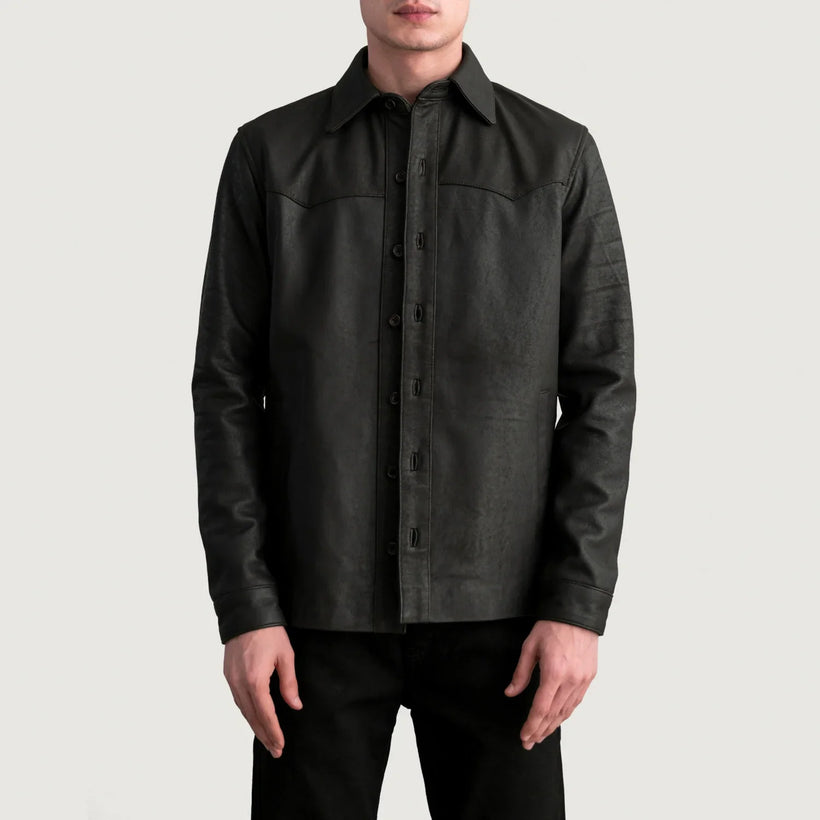 Bronco Tumbled Braun Leather Shirt für Herren