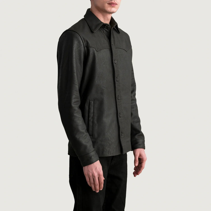 Bronco Tumbled Braun Leather Shirt für Herren