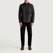 Detailansicht of Shirt &amp; Buttons Hardware on Bronco Tumbled Braun Leather Shirt für Herren