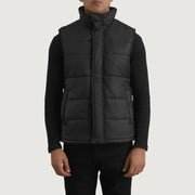 Detailansicht of Classic Collar &amp; Zipper With Placket Hardware on Bryan Schwarz Puffer Vest für Herren