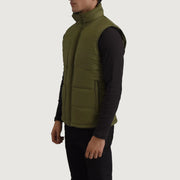 
Green Full-Grain leather Vest - Rückansicht mit passgenauen Schultern & sauberem Saum