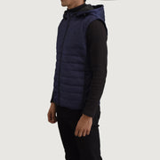 
Blue Full-Grain leather Vest - Rückansicht mit passgenauen Schultern & sauberem Saum
