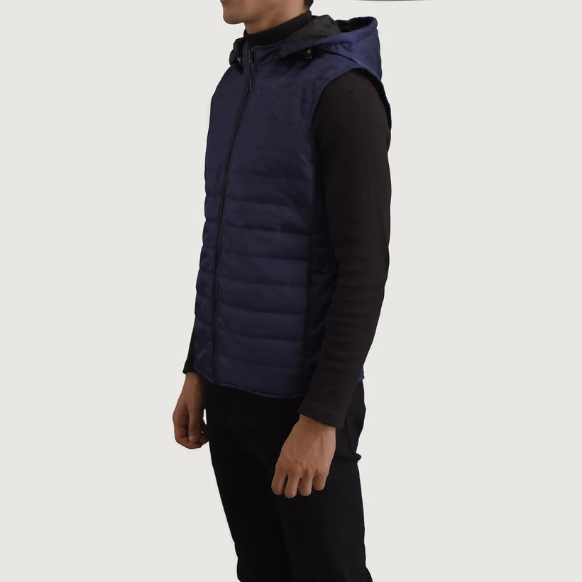 Carlo Blau Hooded Puffer Vest für Herren