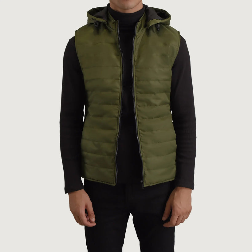 Carlo Grün Hooded Puffer Vest für Herren