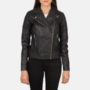 
Detailansicht of Notch & Zipper Hardware on Carolyn Quilted Black Biker Jacket