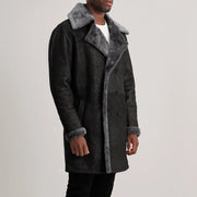 Brown Goatskin Suede Aviator Jacket - Rückansicht mit passgenauen Schultern &amp; sauberem Saum